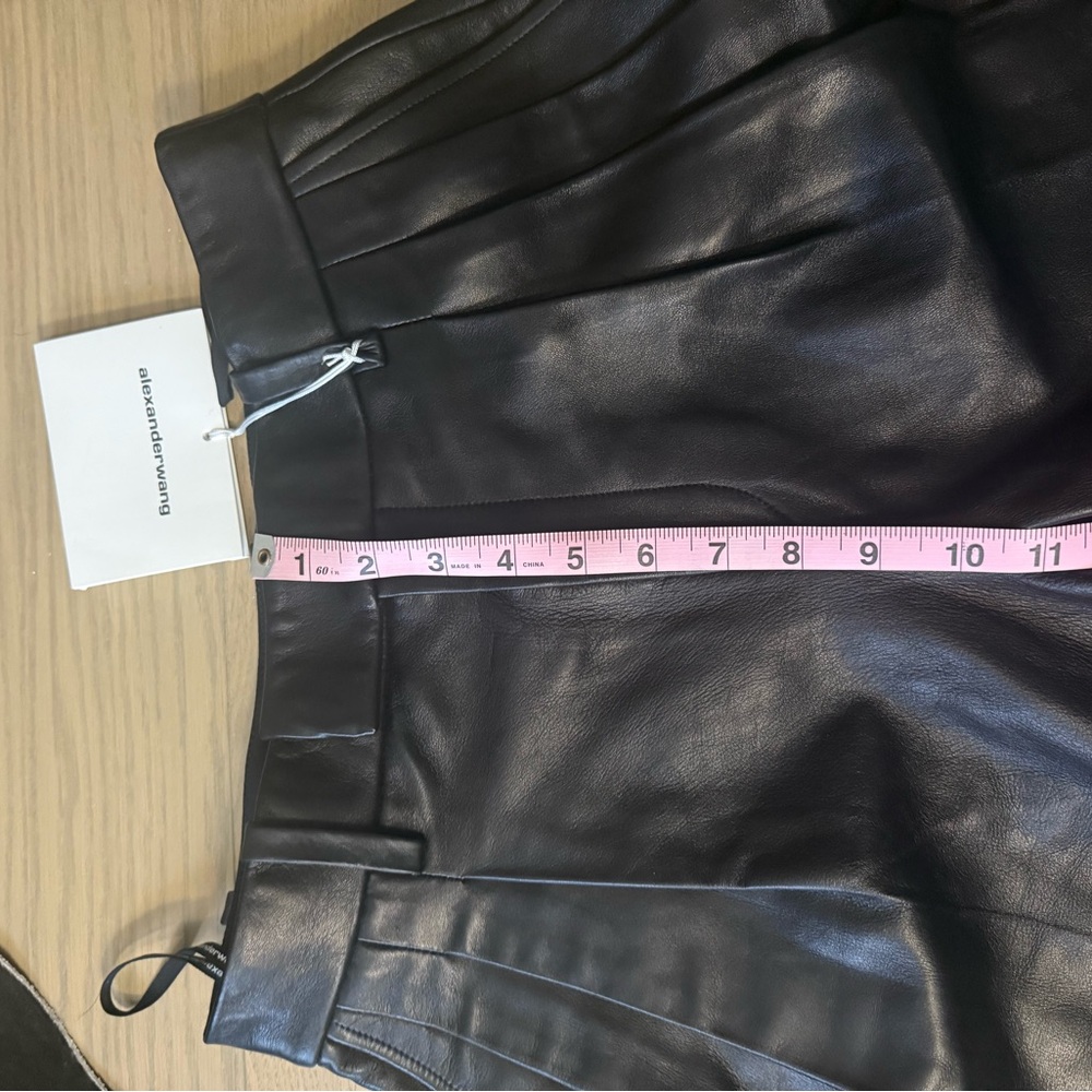 Alexander Wang Leather Wide Leg Embossed Trousers Women Size 0 - Picture 13 of 14